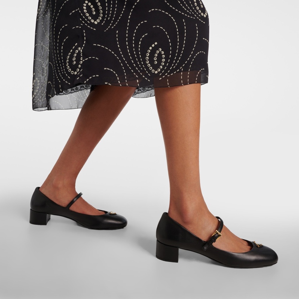 New PRADA Leather Mary Jane Ballerina Pumps - Nero $1,120 40 - Picture 5 of 14
